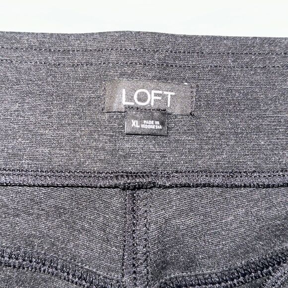 LOFT XL Charcoal Gray Ponte Knit Tuxedo Stripe Pull-On High Waist Pants - Picture 9 of 13